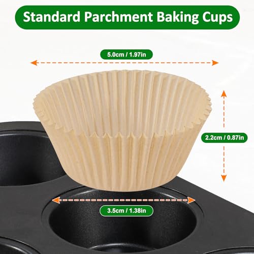 Caperci Natural Parchment Mini Cupcake Liners - 400pcs Non-Stick