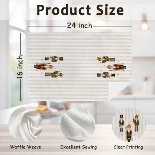 Christmas Nutcracker Decorative Kitchen Hand Towels Set of 2 - Holiday Season Home Decor