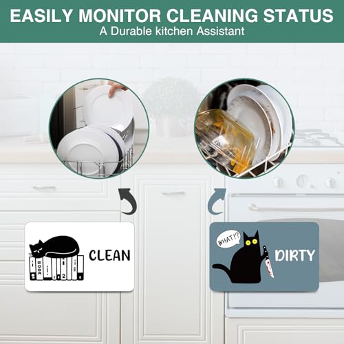 Funny Cat Dishwasher Magnet - Clean Dirty Indicator, Durable Kitchen Decor