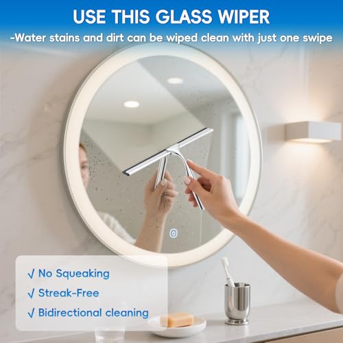 TZona 10-Inch Stainless Steel Shower Squeegee for Glass Doors and Mirrors