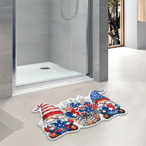 4th of July Gnome Bathroom Rug - Non-Slip Patriotic Bath Mat