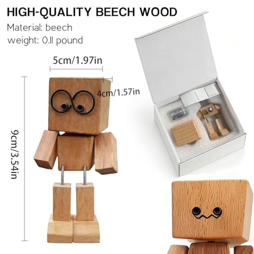 Shaking Wooden Doll with 12 Expressions - Fun Desk Decoration