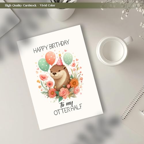 Cute Otter Half Birthday Card Set with Envelope & Stickers