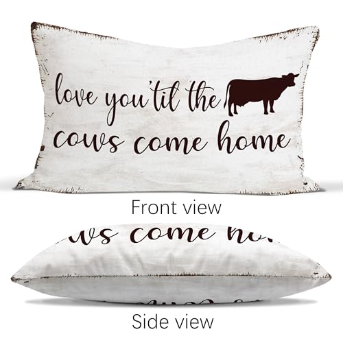 Love You 'Til The Cows Come Home Flannel Throw Pillow Cover, 18x18 Western