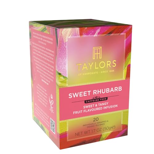 Taylors of Harrogate Sweet Rhubarb Herbal Tea Bags - 20ct Pack of 6