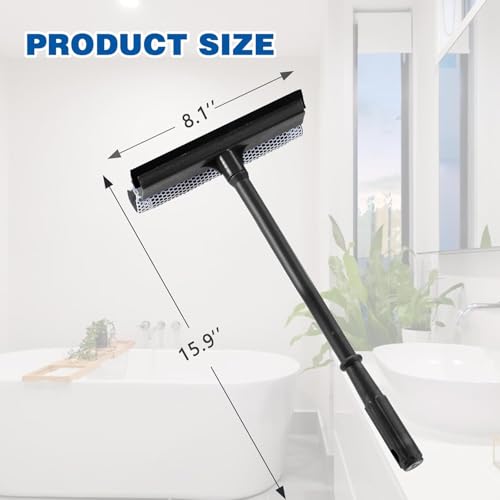 15.9" 2-in-1 Window Squeegee with Sponge for Home & Auto Cleaning