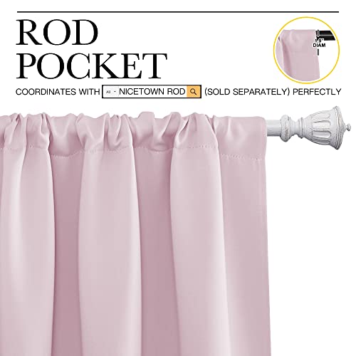 NICETOWN Blackout Curtains for Girls Room - Baby Pink, 42" x 45" (Pack of 2)