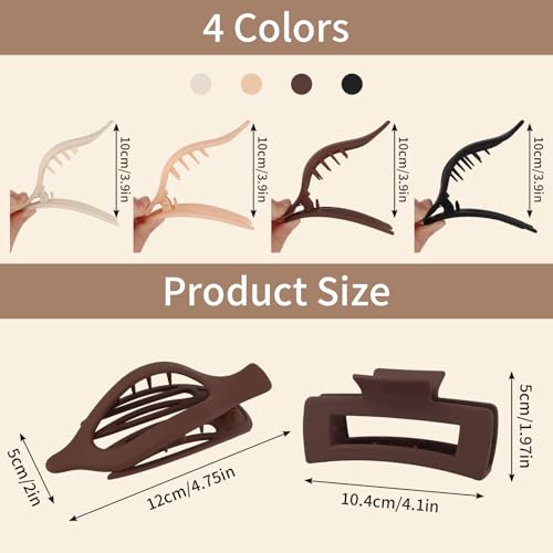 Esitrormi 8PCS Flat Claw Clips & Duckbill Hair Clips Matte Neutral Tones