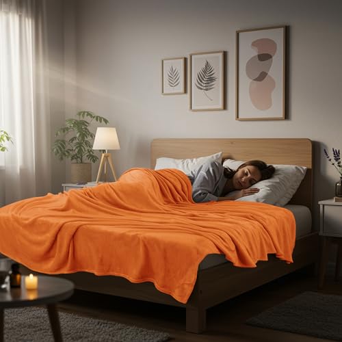 Utopia Bedding Soft Flannel Fleece Blanket - Twin Size, Burnt Orange