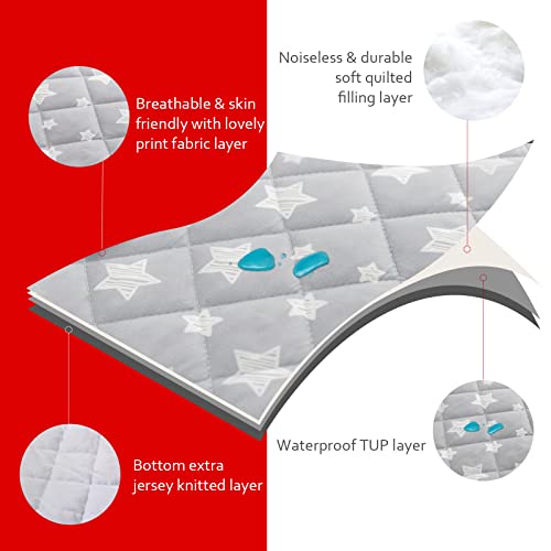 Moonsea Waterproof Crib Mattress Protector 52x28 Inch Grey Star