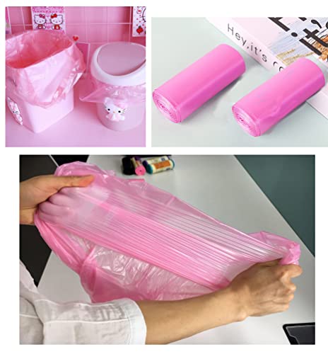 4 Gallon Pink Trash Bags with Handles - 100 Count Waste Bin Liners