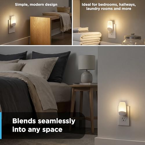 GE Plug-In LED Night Light with Dusk to Dawn Sensor, 2 Pack, Warm White