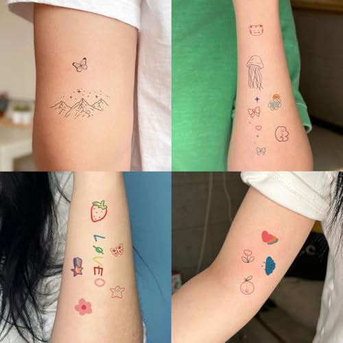 Funtattoo Kids Temporary Tattoos 100 Pcs Realistic Cartoon Waterproof Fake Body Art
