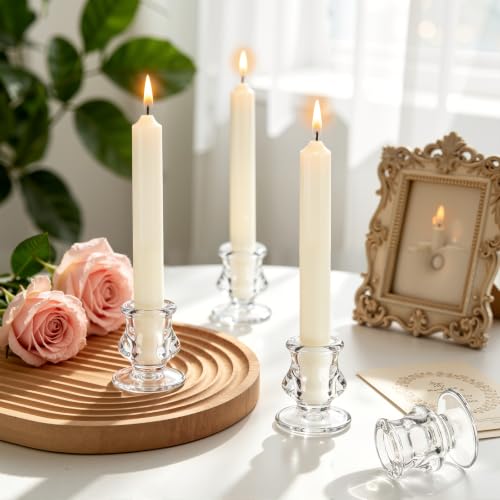 24 Pack Clear Glass Candle Holders Taper Candle Display for Weddings & Events - Variation of THIS listing
