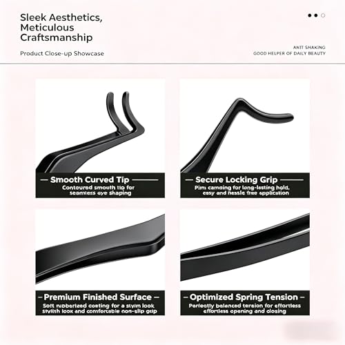 Professional Dual-End Lash Applicator & Tweezers for False Eyelashes - Black
