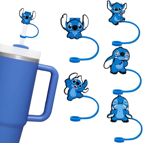 5PCS Silicone Straw Covers for Stanley Cup - Blue Monster Toppers