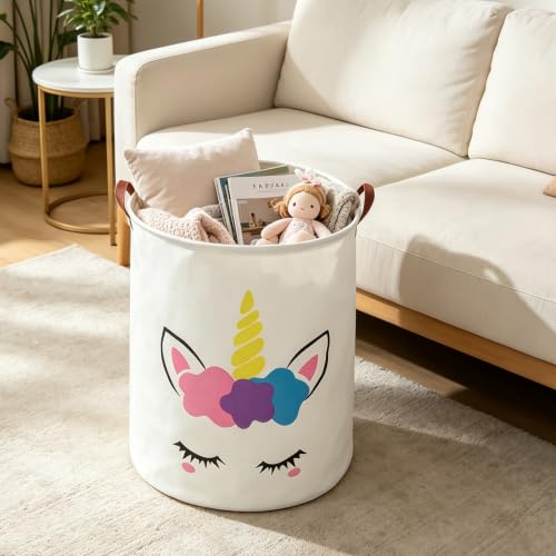 Foldable Waterproof Laundry Basket - Golden Unicorn Design