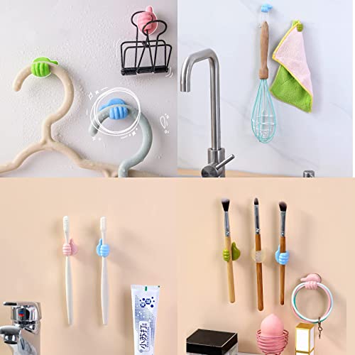 16Pcs AELITOK Silicone Thumb Wall Hooks - Adhesive Cable Organizer & Key Hanger