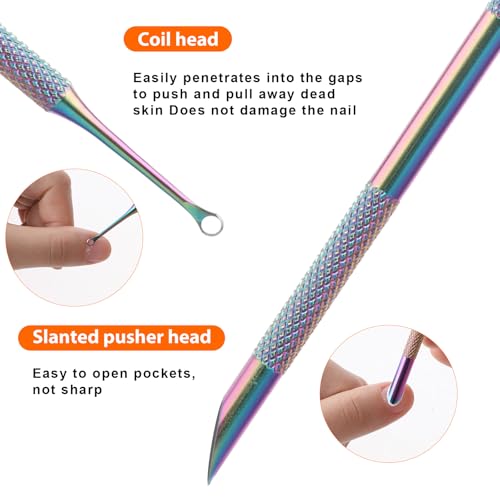 Grevosea Dual-Ended Stainless Steel Cuticle Pusher with 5 Sanding Refills