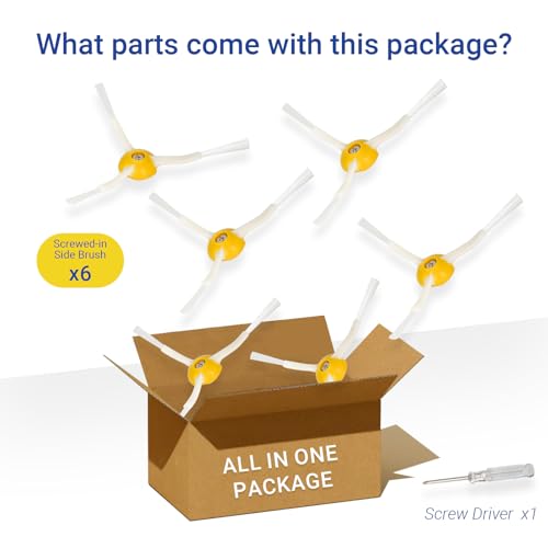 Replacement Side Brushes for iRobot Roomba 500-900 Series, 6-Pack