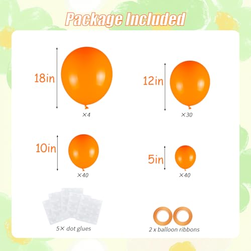 114pcs Orange Balloon Kit - Latex Balloons for Party Decor