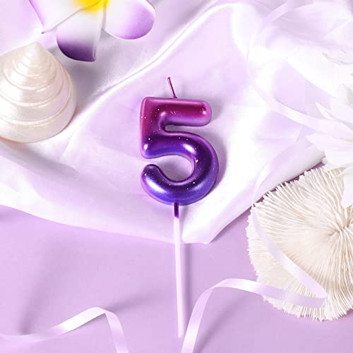 Purple and Blue Galaxy Number Candle - 2.36 Inch Birthday Cake Topper