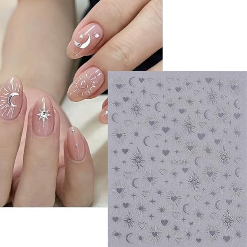 ZOAZJINAZ 3D Baroque Star Nail Stickers Self-Adhesive Nail Art Decals