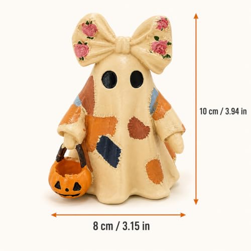 Halloween Ghost Night Light Figurine with Pumpkin Basket - Spooky Holiday Decor