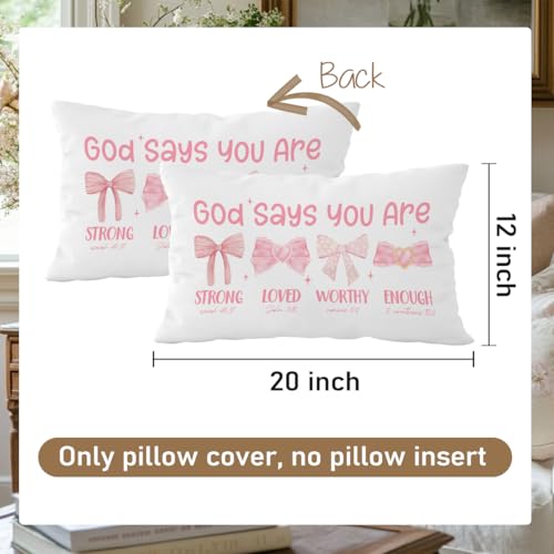 Pink 12x20 Throw Pillow Cover with Bow - Decorative Home Accent