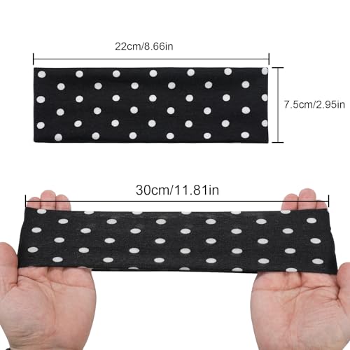 Papasgix Polka Dot Headband for Women Wide Elastic Y2K Hair Band