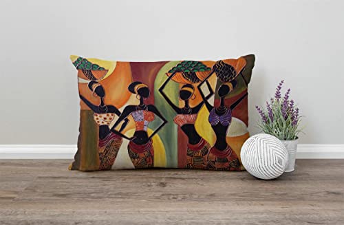 Solekla Farmhouse Outdoor Throw Pillow Cover 12x20 Inch African Woman Design - Jcp135