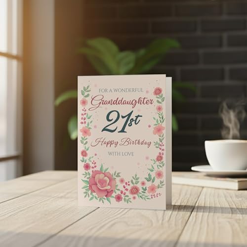 Granddaughter 21st Birthday Card with Printed Verse - Premium A5 Size UK Made