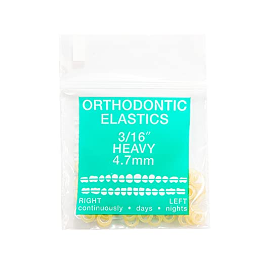 JMU Orthodontic Elastics 3/16 Heavy 100 Pack Dental Rubber Bands for Braces
