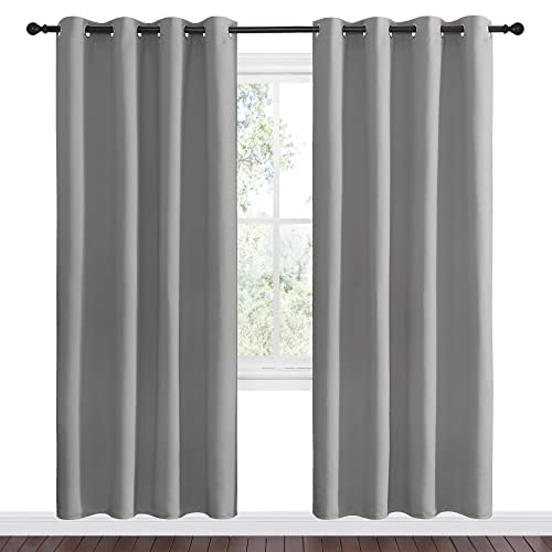 NICETOWN Silver Grey Blackout Curtains, 55"W x 78"L Thermal Insulated Drapes