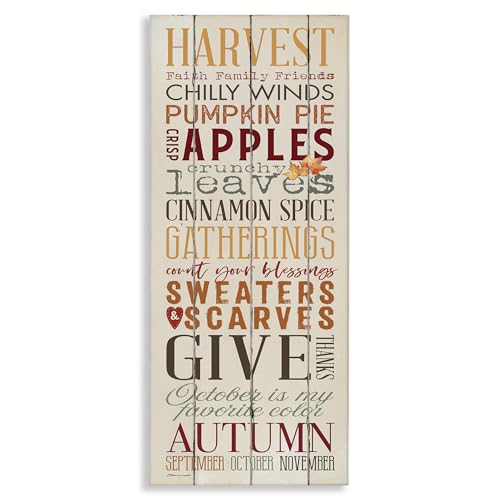 Stupell Industries Fall Halloween Holiday Pumpkin Word Wood Texture Design, Designed by Stephanie Workman Marrott, 10 x 24, Canvas Wall Art