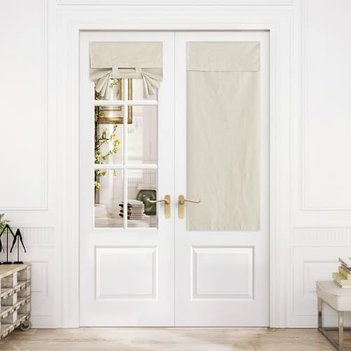 NICETOWN 100% Blackout Linen Door Curtains, 26x64 inch
