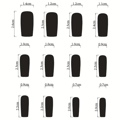 Valentine's Press on Nails Long Square Red Heart Fake Nails Glossy Black