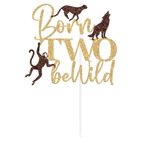 Born Two Be Wild Cake Topper - Jungle Safari 2nd Birthday Decor