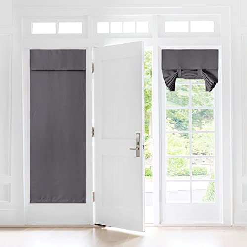 NICETOWN Grey Blackout Curtain for French Doors, 30"W x 72"L