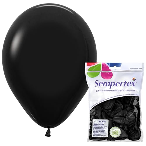 Black Latex Balloons 11 Inch - Sempertex Round Party Décor, 25 Pcs
