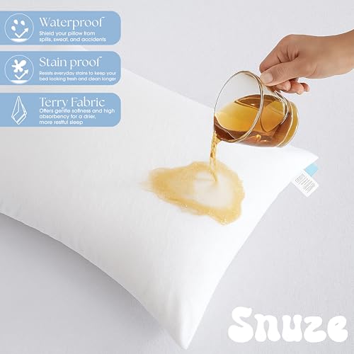 Snuze Waterproof Terry Pillow Protector 2-Pack - Standard/Queen Size