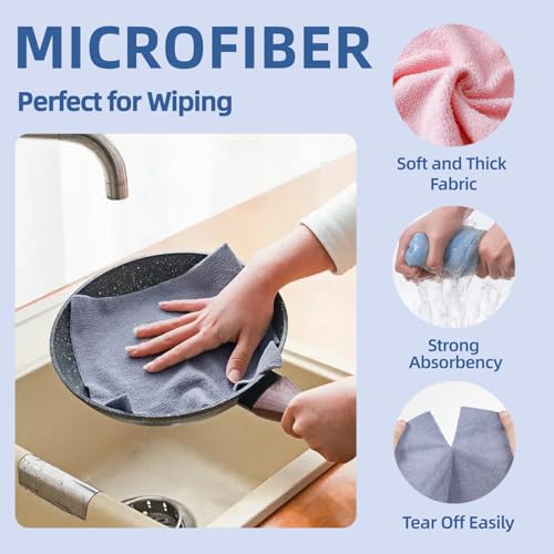 EWMKEODCA Tearable Microfiber Cleaning Cloth Roll, 20 Pieces, Pink