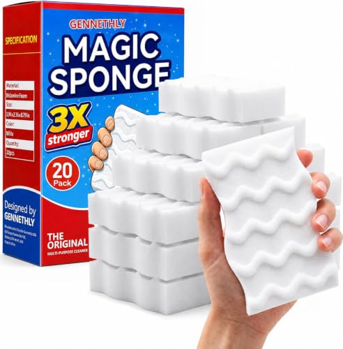 20-Pack Heavy-Duty 3X Density Magic Sponge Erasers for Kitchen & Bathroom Cleaning