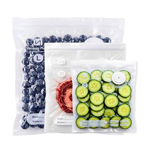 15-Pack Reusable Vacuum Seal Bags for Food Storage - L/M/S Sizes