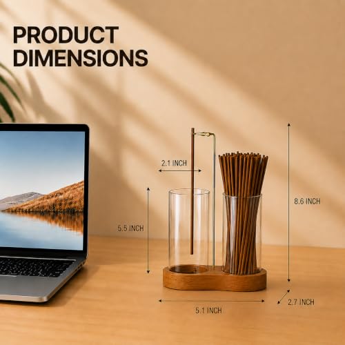 Wooden Incense Holder with Glass Bottles for Ash Collection