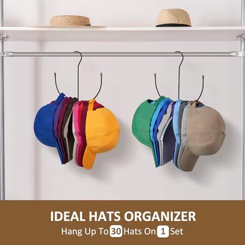 ZEDODIER Metal Hat Hanger, 2 Pack Black Hat Organizer for 20 Baseball Caps