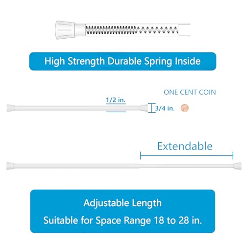 TYRON Adjustable Tension Curtain Rod 18-28 Inch - No Drill
