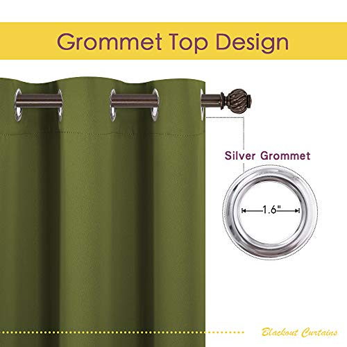 NICETOWN Olive Green Blackout Curtains - Set of 2, 34x40
