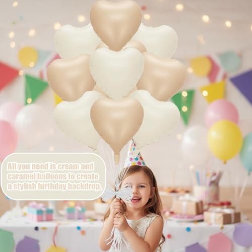 Elegant Cream Heart Balloon Set - 12-Piece for Weddings & Parties