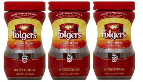 Folgers Instant Coffee Crystals, Classic Roast, 24 Ounce (Pack of 3)